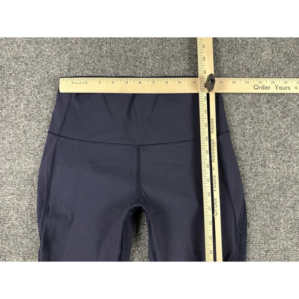 Lululemon Athletica High Rise Mesh Panel Crop Leggings Navy Blue Yoga Pants